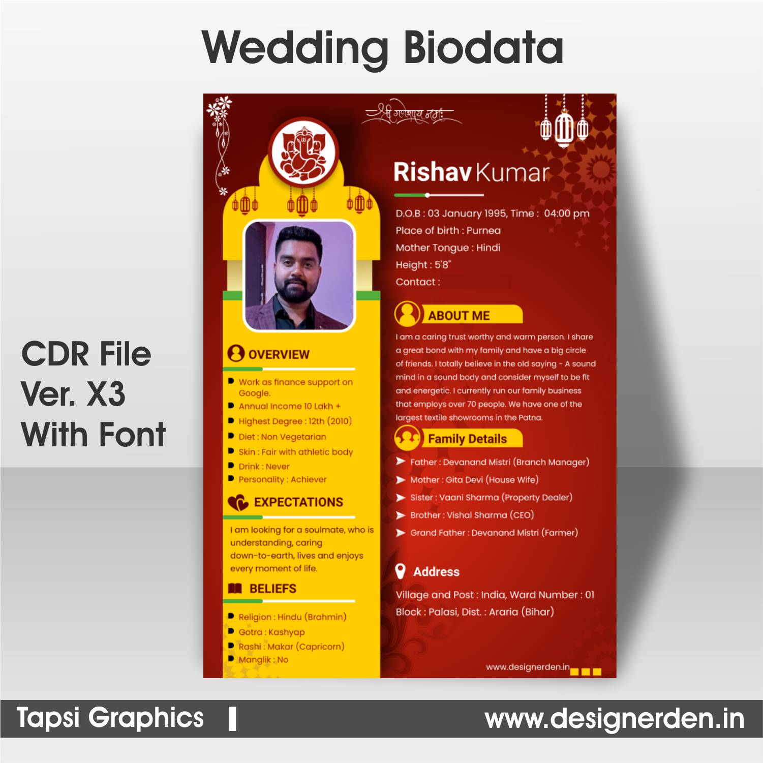 Marriage Biodata template